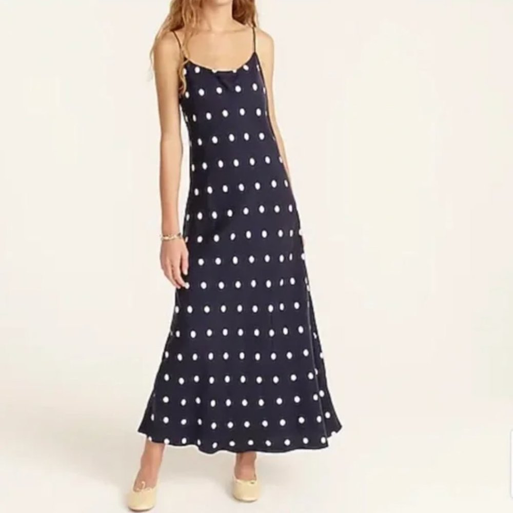 Eco cupro slip dress in dots